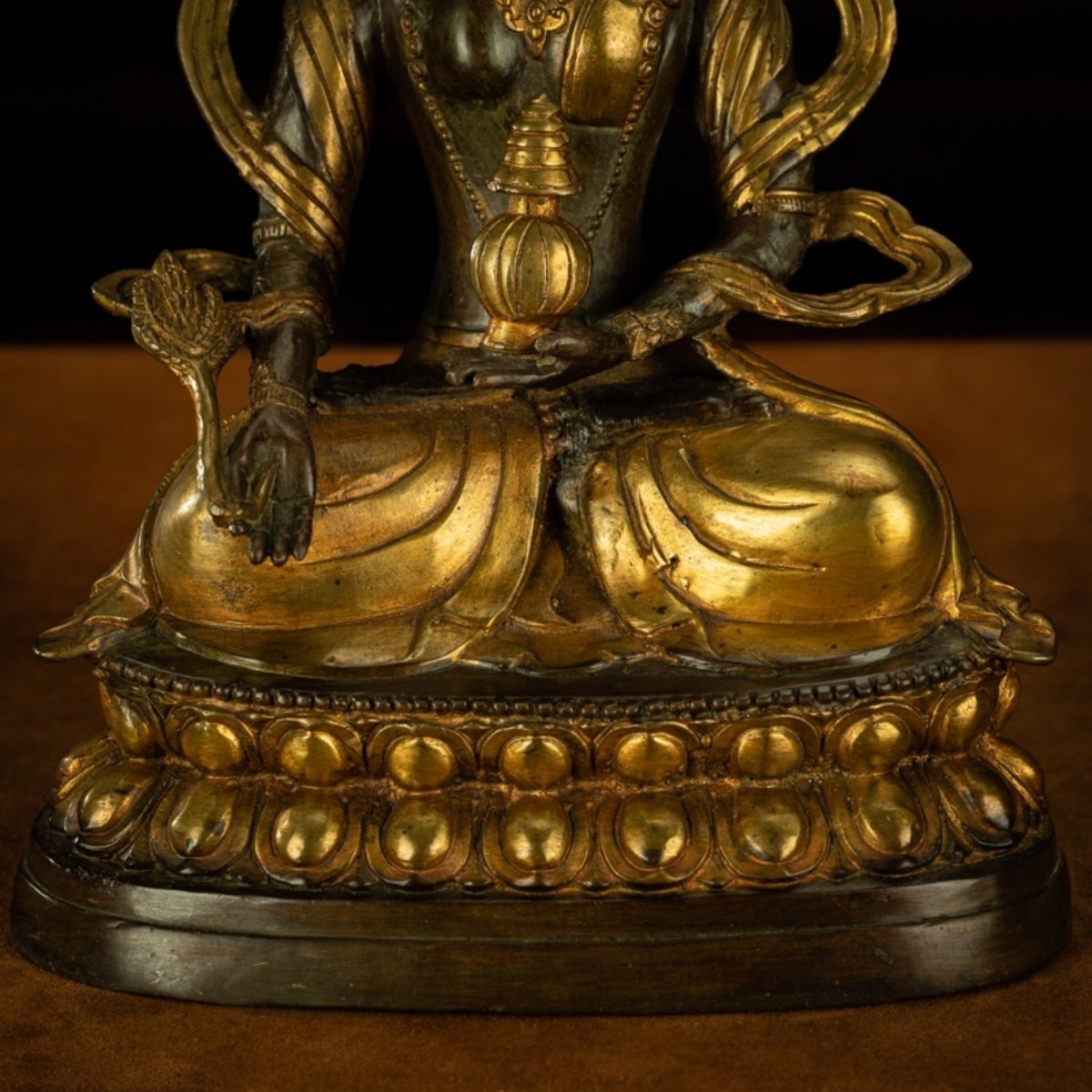 Qing Dynasty Tibetan Antique Statue Large Abundance Tara Tibetan Gilt Labrang Monastery