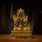 18th Century Tibetan Antique Statue Manjushri Giving Teachings Tibetan Gilt