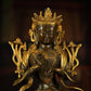 18th Century Tibetan Antique Statue Manjushri Giving Teachings Tibetan Gilt