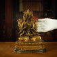 18th Century Tibetan Antique Statue Manjushri Giving Teachings Tibetan Gilt