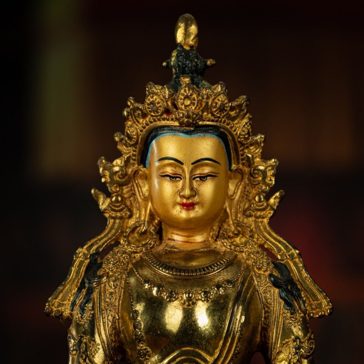 Qing Dynasty Tibetan Kṣitigarbha Copper Statue Abundance Offering from Nyingma Vajra Monastery Antique Collection