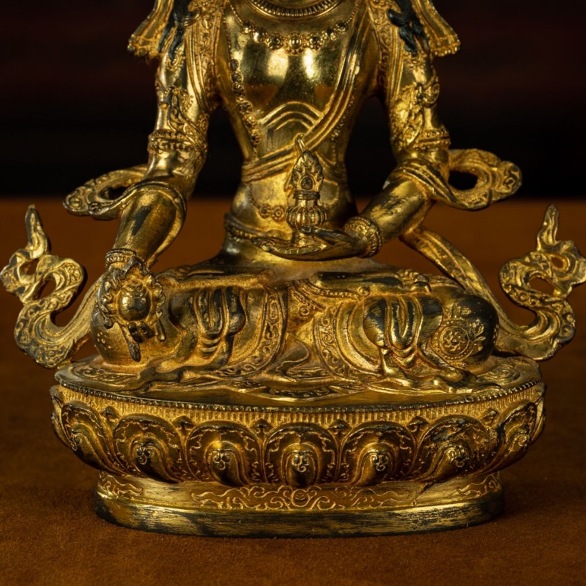 Qing Dynasty Tibetan Kṣitigarbha Copper Statue Abundance Offering from Nyingma Vajra Monastery Antique Collection