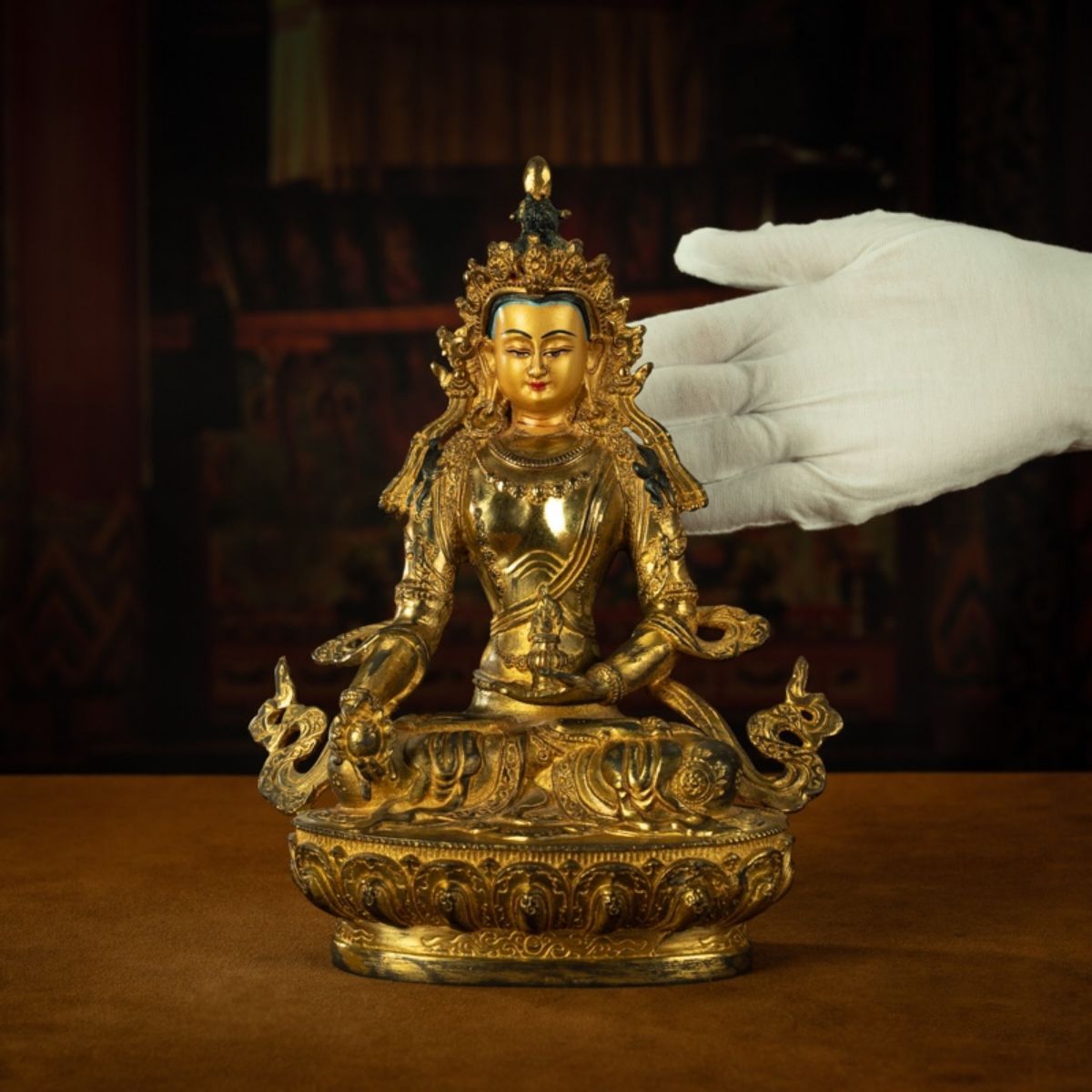 Qing Dynasty Tibetan Kṣitigarbha Copper Statue Abundance Offering from Nyingma Vajra Monastery Antique Collection