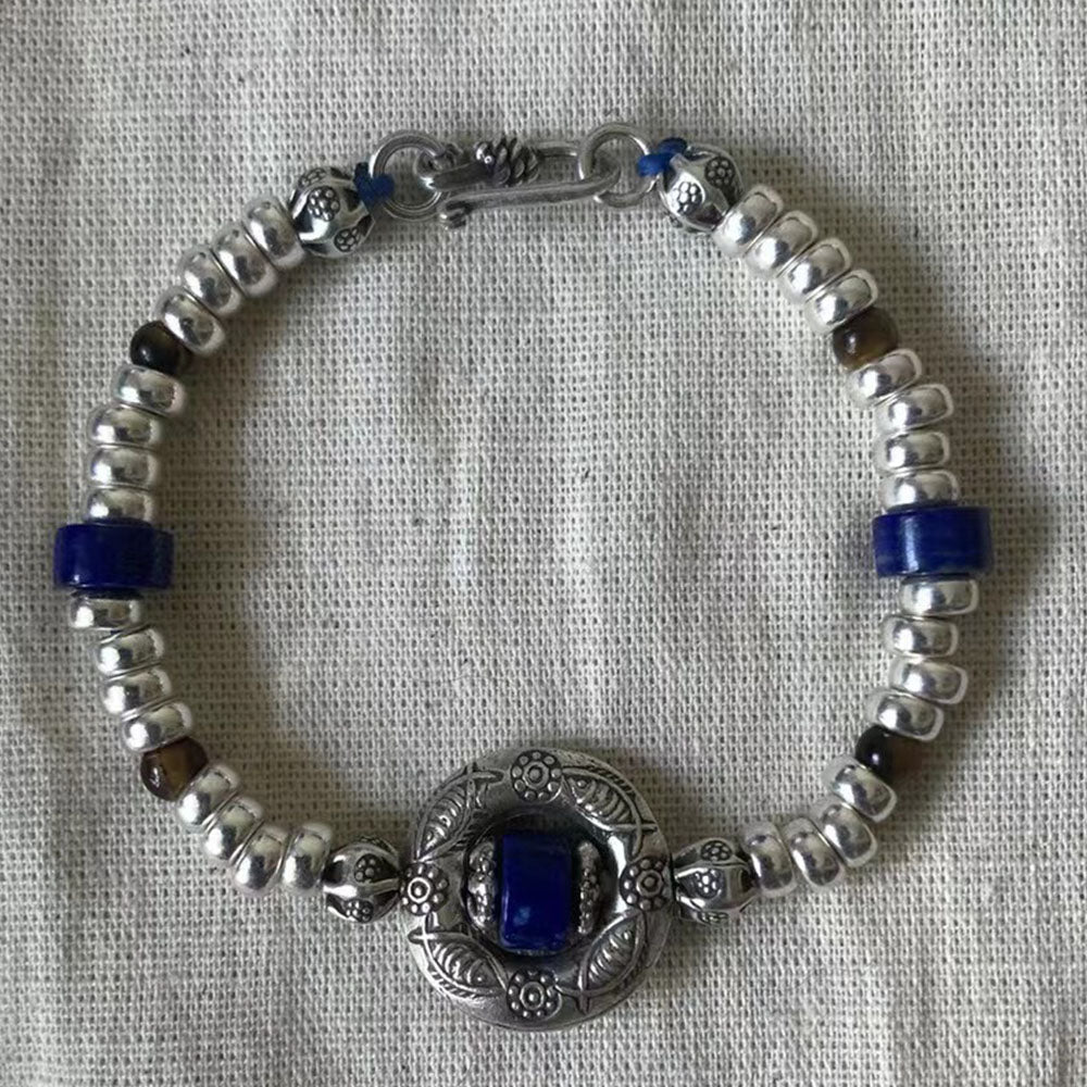 Heart of the Warrior Lapis Lazuli Silver Bracelet