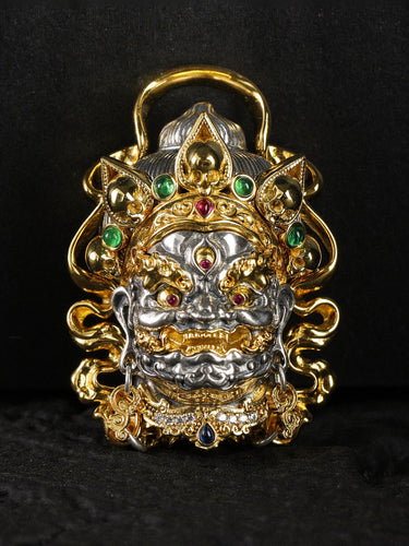 Obstacle-Clearing Mahakala Sterling Silver Pendant