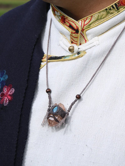 The Force Energy Inlaid gems Wax Rope Crystal Pendant