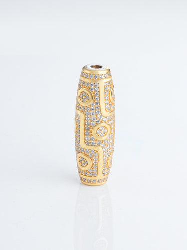 Wealth Power Wisdom Nine-Eyed Dzi Silver Pendant