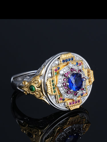 Wheel of Harmony Mandala Sterling Silver & Zircon Ring