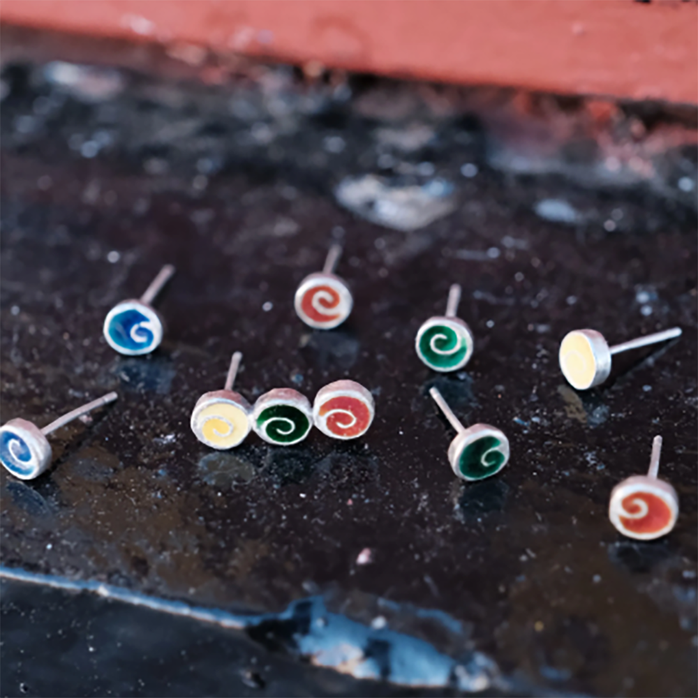 Enamel Swirl Luck Earrings