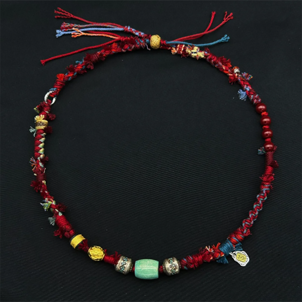 Tibetan Love Bracelet - Handwoven Cotton with Spiritual Beads