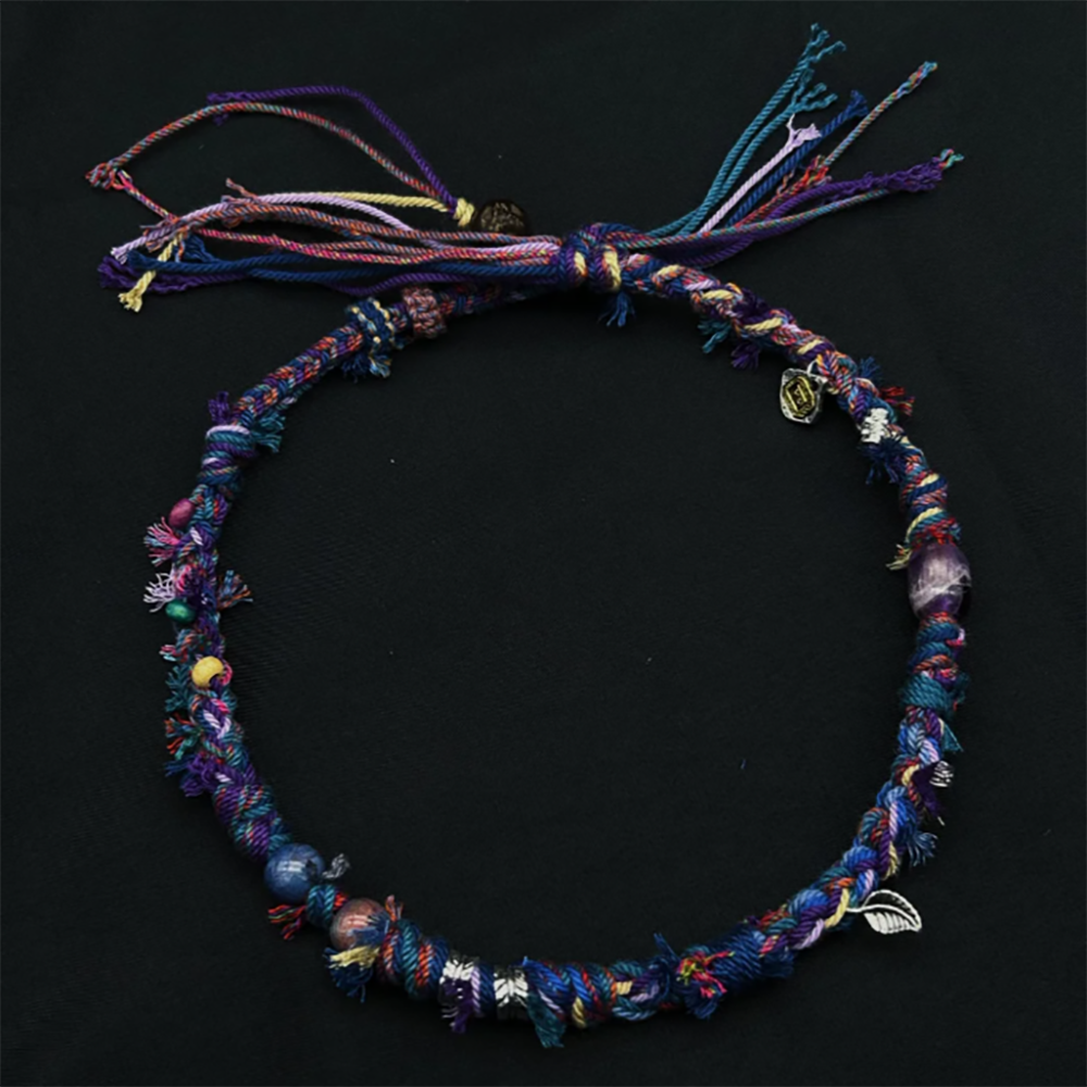 Spirit Connection Bracelet - Handwoven Tibetan Cotton with Spiritual Beads