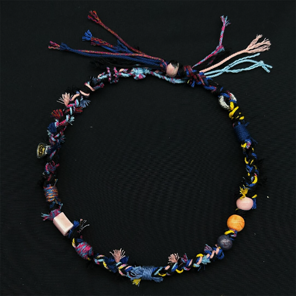 Calm Essence Bracelet – Handwoven Tibetan Cotton with Spiritual Beads