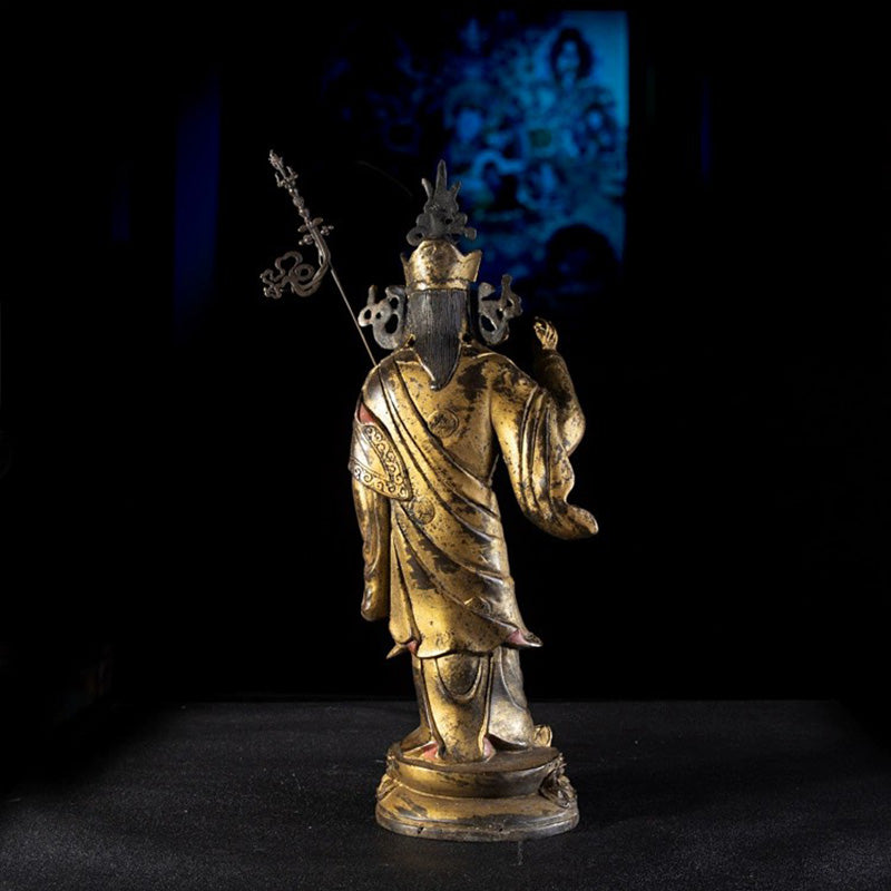 17th Century Padmasambhava Tibetan Antique Buddha Statue Gilt Old Copper From Ganden Monastery puretibetan