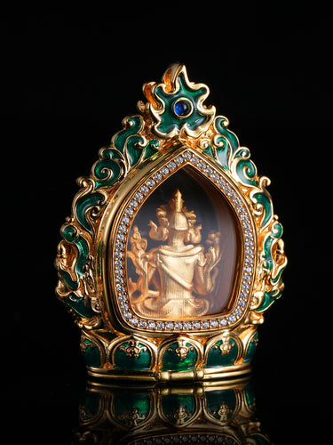 Compassion Protection Blessing Green Tara Gau Box Silver Statue