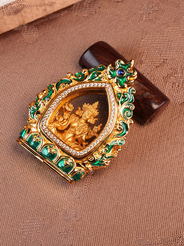 Compassion Protection Blessing Green Tara Gau Box Silver Statue