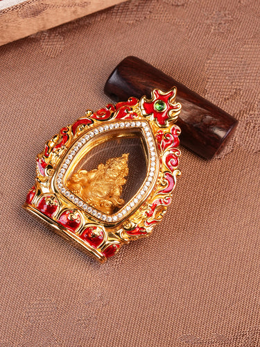 Abundance Fortune Harmony Yellow Jambhala Gau Box Silver Statue