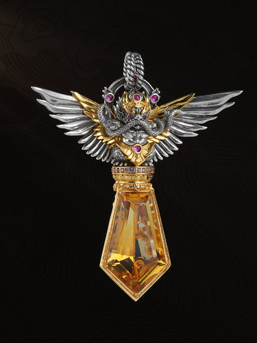 Wealth Amulet Necklace Citrine Sun-Wing Garuda