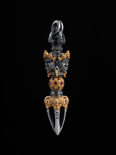 Power Fearlessness Tibetan Mahakala Phurba Sterling Silver Guardian Pendant