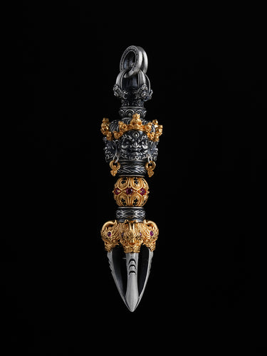 Power Fearlessness Tibetan Mahakala Phurba Sterling Silver Guardian Pendant