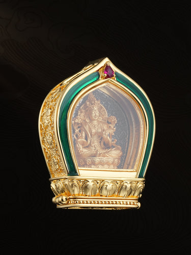 Swift Compassion Guardian Green Tara Gau Box Silver and Brass Statue