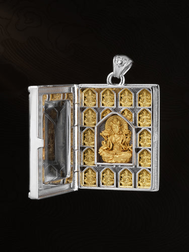 Compassion Guardian Green Tara Silver Pendant