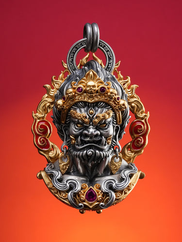 Mahakala Wrathful Protector Sterling Silver Pendant