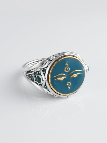 Eye of Compassion Green Tara Sterling Silver Ring