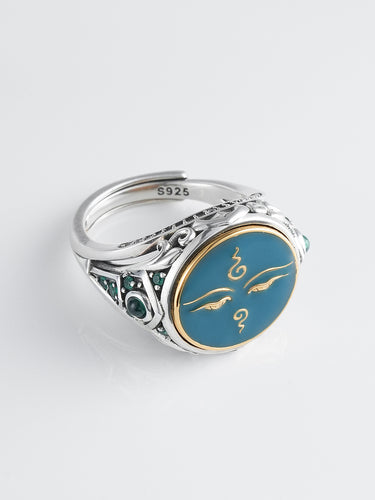 Eye of Compassion Green Tara Sterling Silver Ring