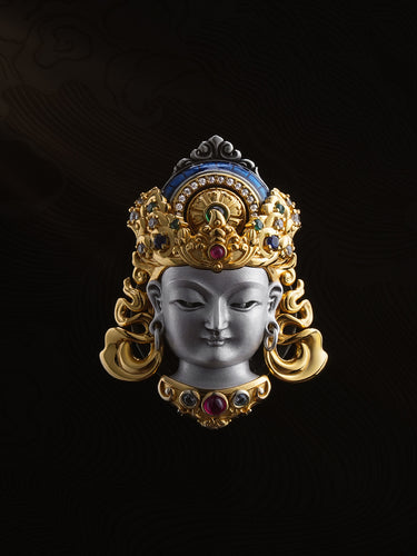 Compassion-Guarding Green Tara Copper and Sterling Silver Pendant