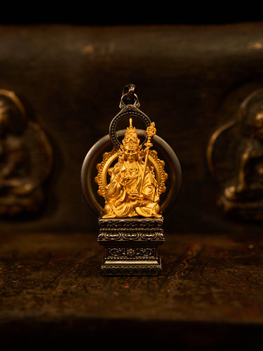 Blessing Enlightenment Padmasambhava 18K Gold Silver Pendant