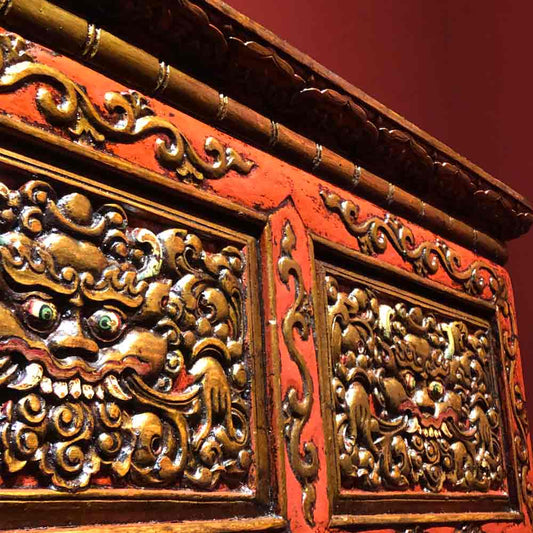 Zhibazha Carvings Tibetan Dharma Table puretibetan