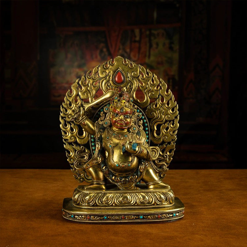 19th Century Yamantaka Tibetan Antique Buddha Statue Bronze Gilt puretibetan