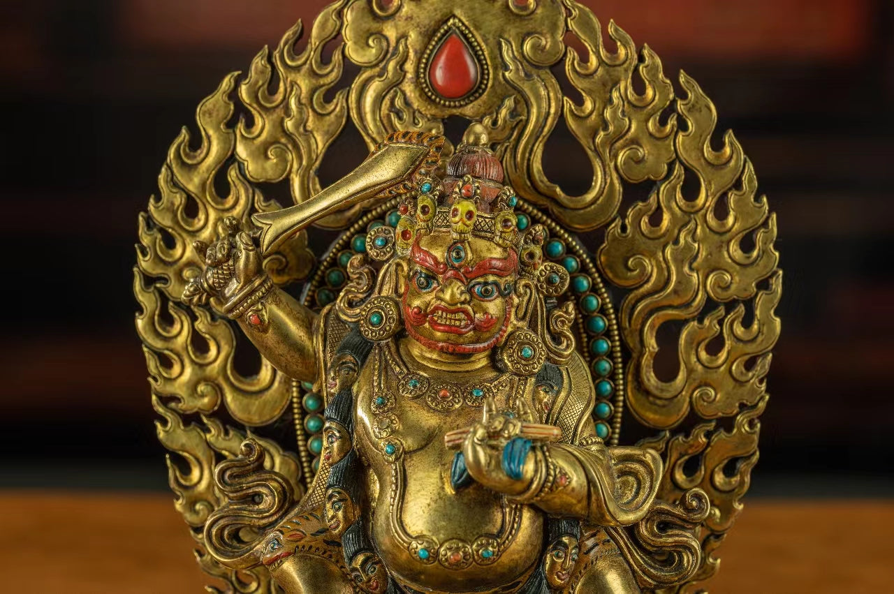 18th Century Yamantaka Tibetan Antique Buddha Statue Bronze Gilt From Tibetan Palace puretibetan