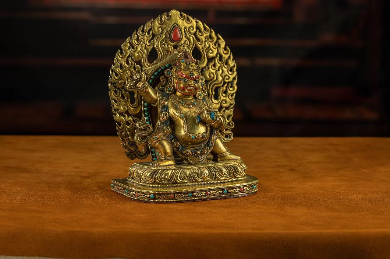 18th Century Yamantaka Tibetan Antique Buddha Statue Bronze Gilt From Tibetan Palace puretibetan