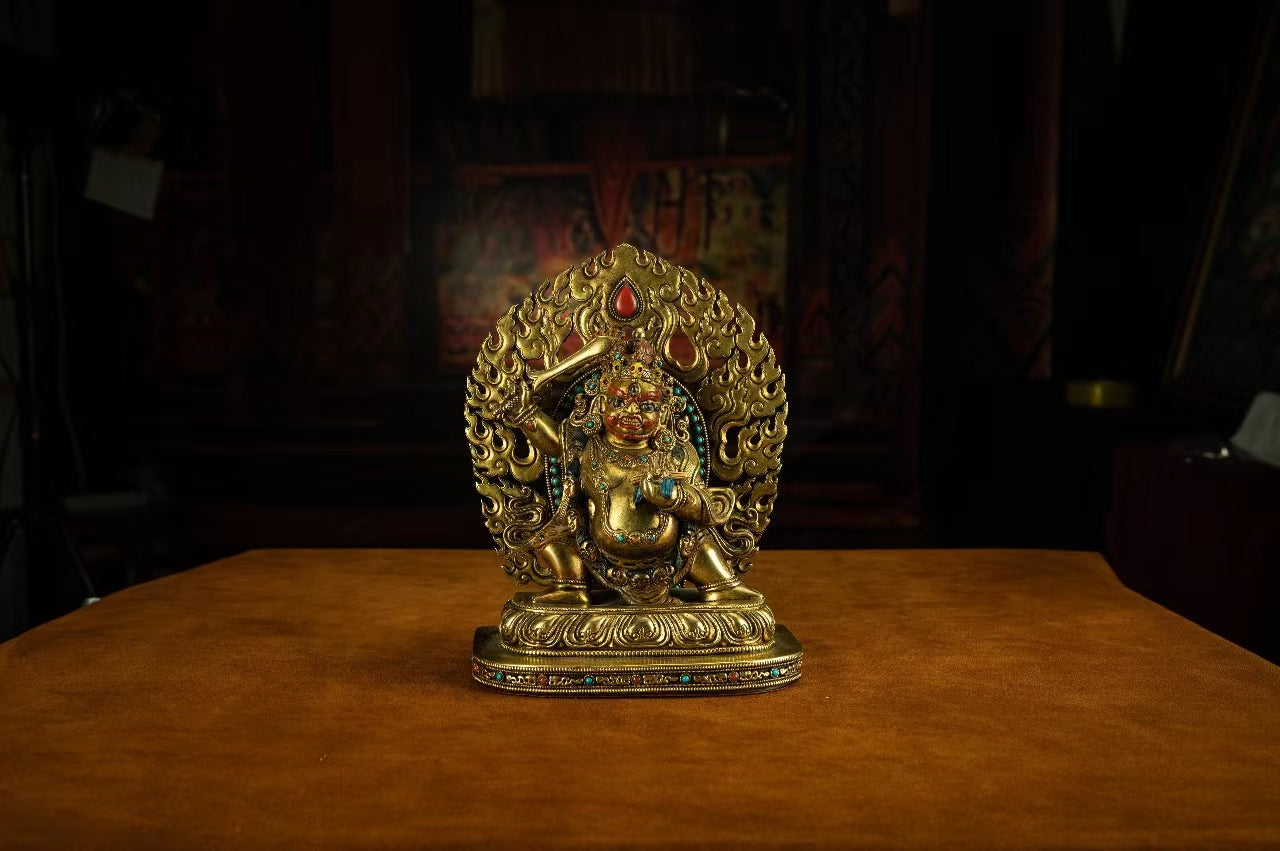 18th Century Yamantaka Tibetan Antique Buddha Statue Bronze Gilt From Tibetan Palace puretibetan