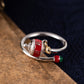 Prosperity Enamel Silver Prayer Wheel Ring Handcrafted for Wealth Energy