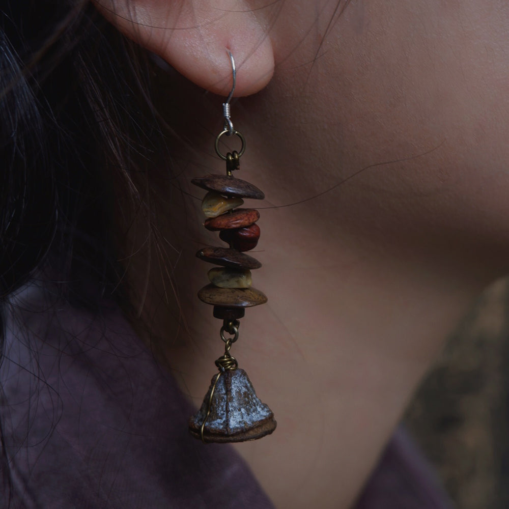 Fortune Flow Natural Stone Earrings with Agate and Brass