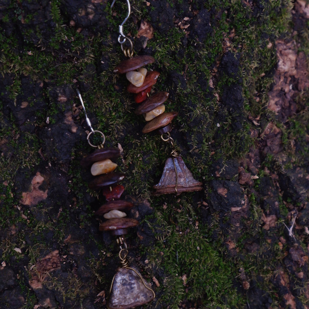 Fortune Flow Natural Stone Earrings with Agate and Brass