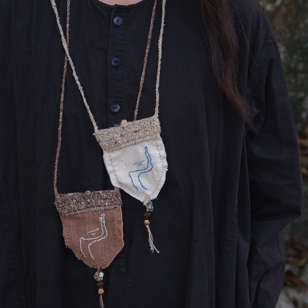 Serenity Silk Pendant Pouch with Natural Beads