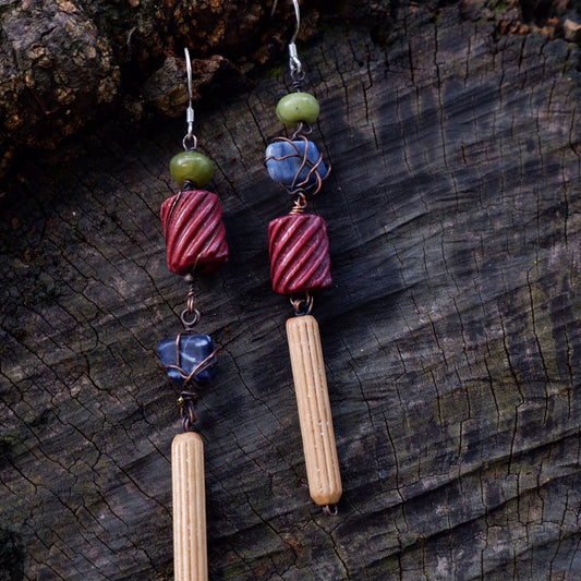 Prosperity Lapis Lazuli Earrings with Jade and Silver