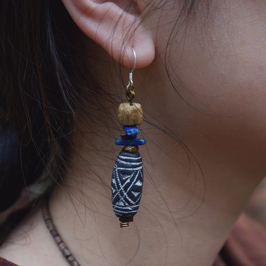 Wealth & Wisdom Earrings - Lapis & Ceramic