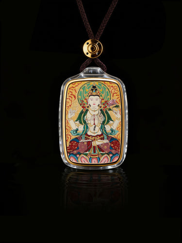 Peaceful Grace Four-Armed Avalokiteshvara Thangka Buddha Pendant