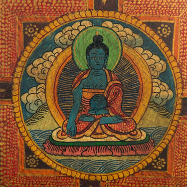 清代藏传寺院纯手绘药师佛坛城木版画唐卡 puretibetan