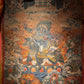 19th Century Dharmapala Vajrasadhu Riding a Goat Thangka Deer Skin Superfine Masterpiece puretibetan