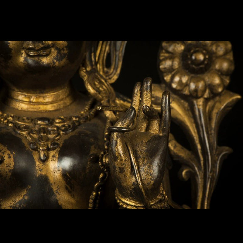 Rare and Important 19th Century Tara Tibetan Antique Buddha Statue Bronze Gilt puretibetan