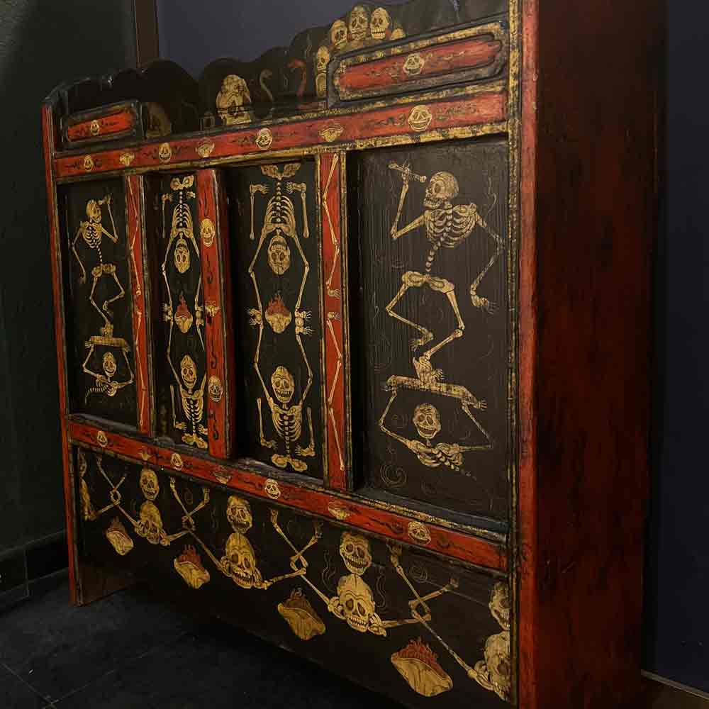 Painted Shmashana Tibetan Main Dharma Cabinet puretibetan