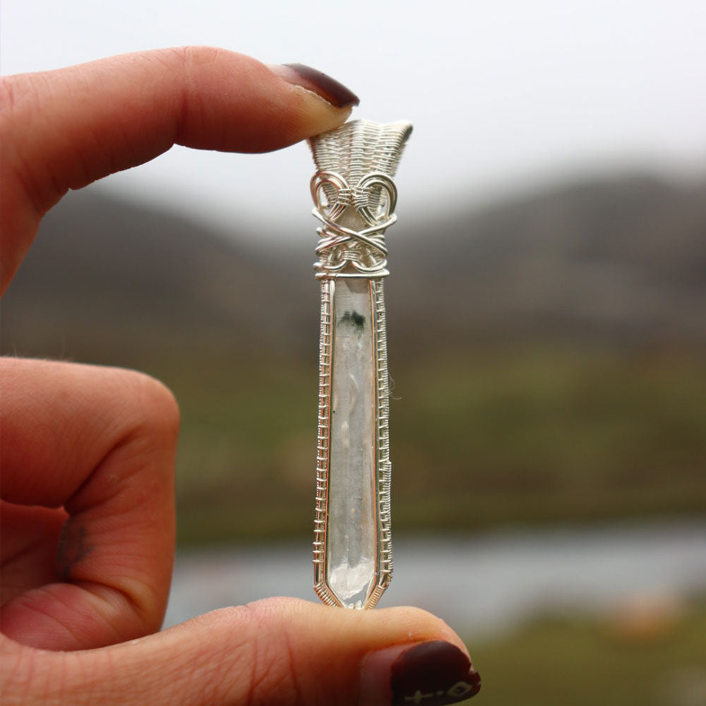 Soul’s Gentle Radiance Clear Quartz Crystal Silver Pendant