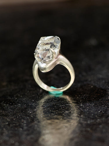 Healing Through Balance Shining Diamond Crystal Silver Rings