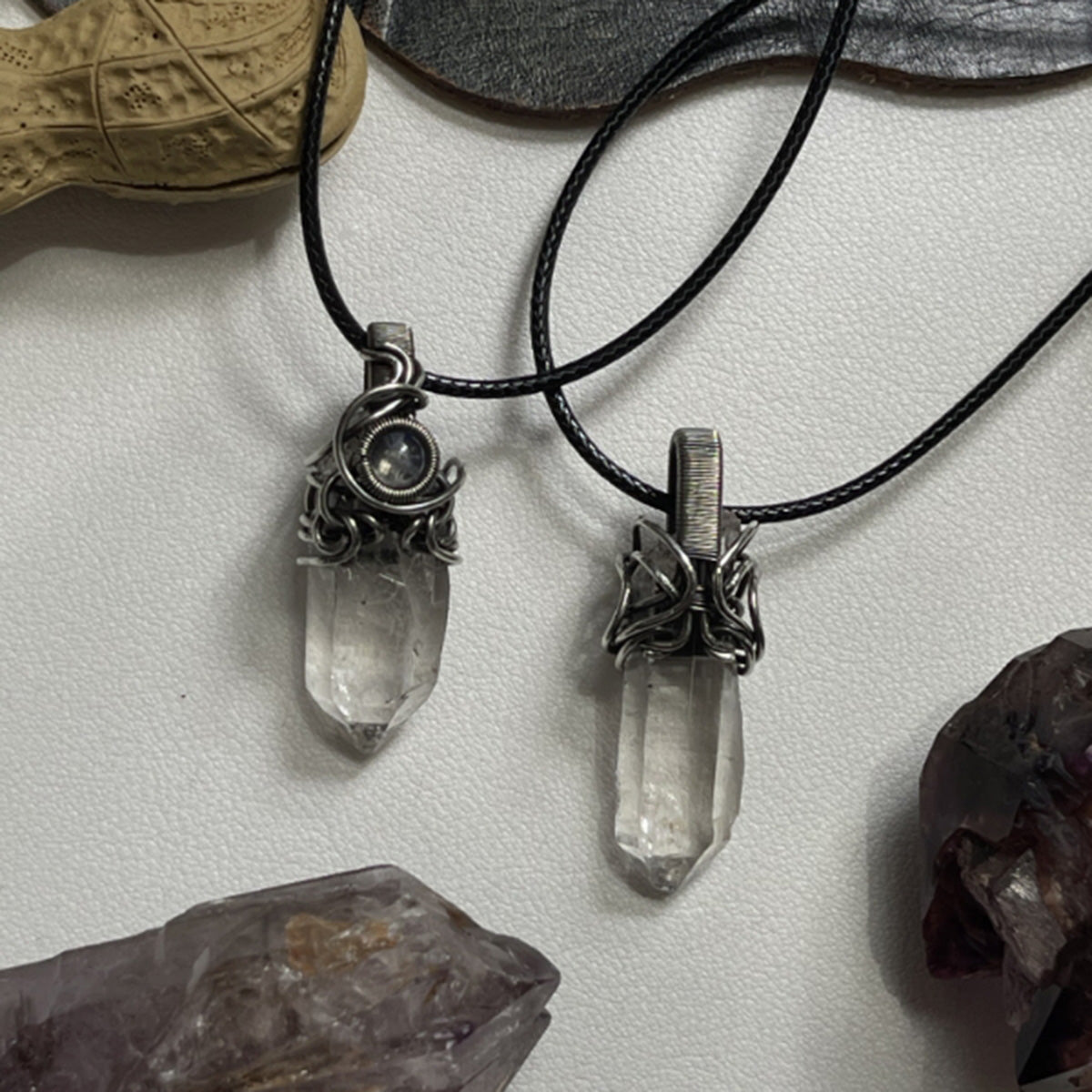 Healing Energy Clear Quartz Silver Pendant