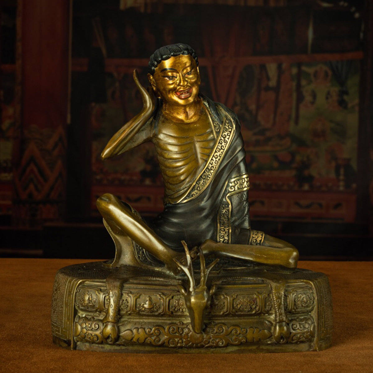 Qing Dynasty Venerable Milarepa Tibetan antique Buddha statue illumination Ganzi Monastery